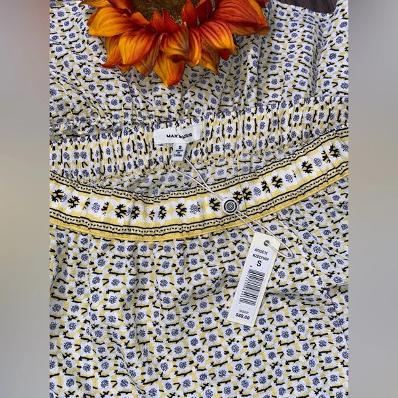 🦋B2G1🦋MAX STUDIO Yellow Peasant Skirt | SMALL | NWT - Picture 6 of 9